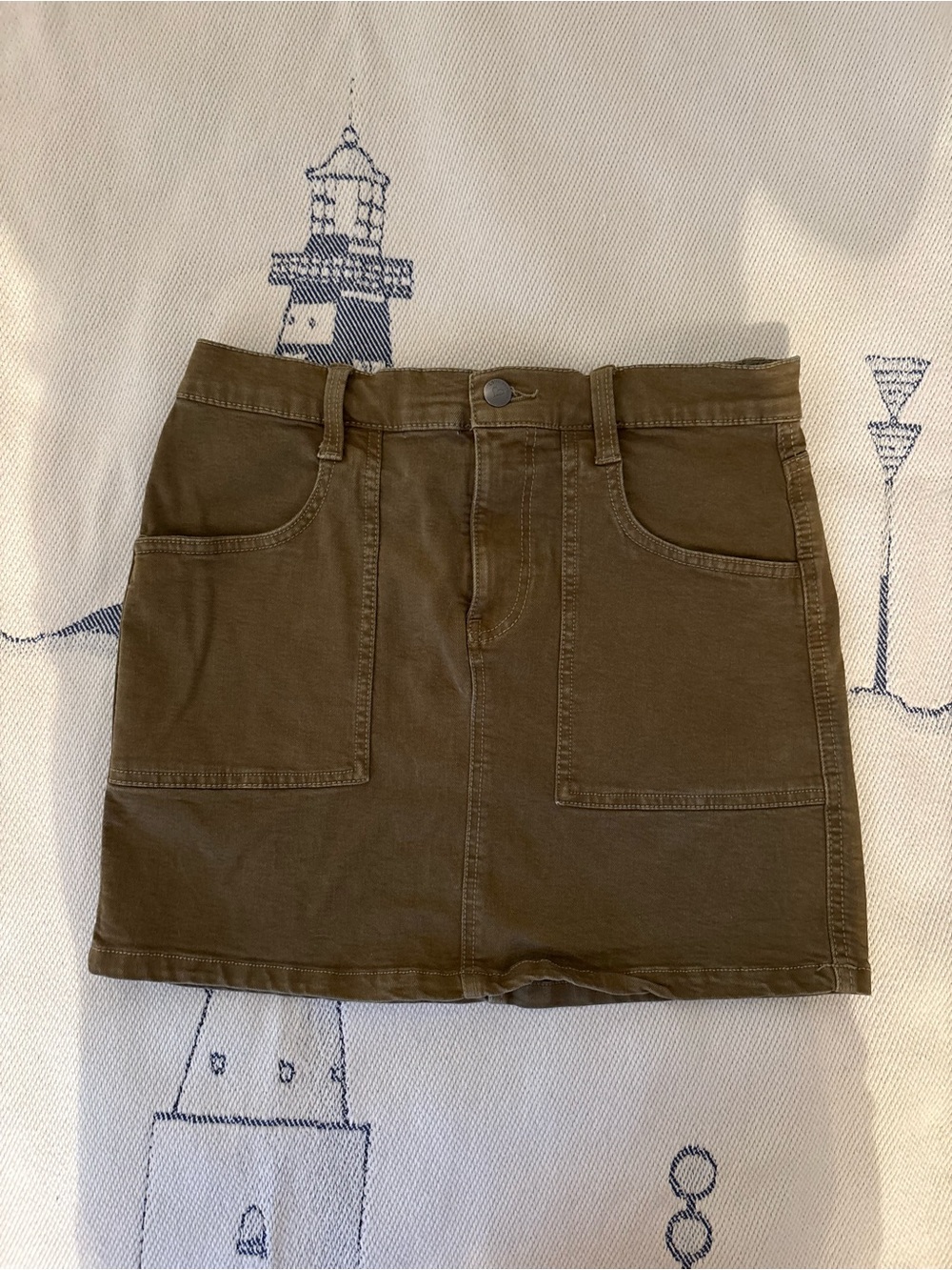 Olive Green denim Skirt